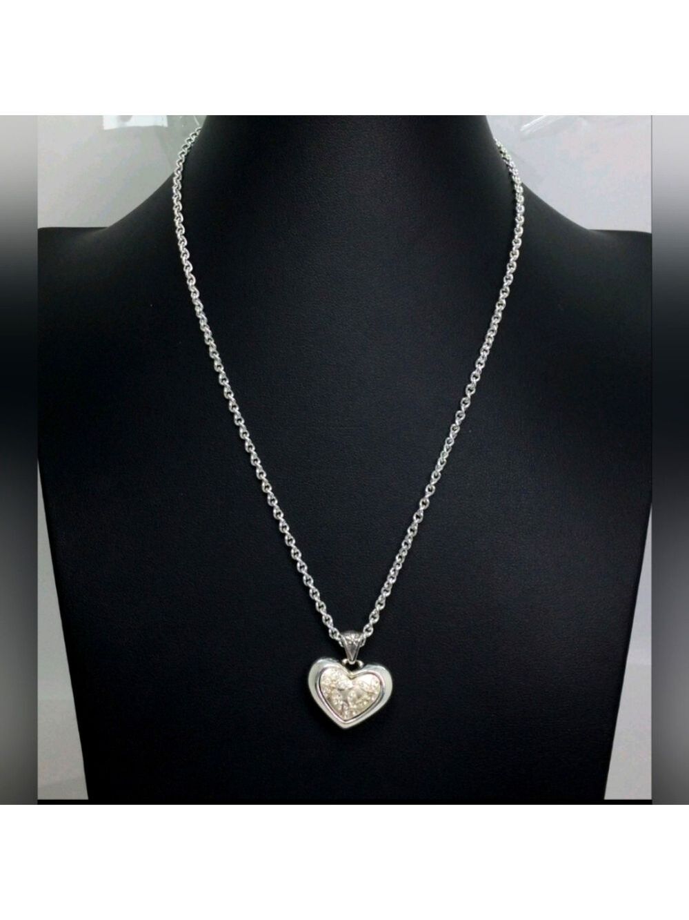 Brighton Reversible Heart Pendant Necklace 16" EUC